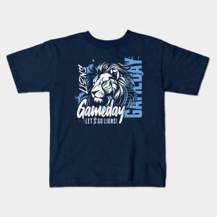 Vintage Lions Gameday // High School Lions School Spirit Blue Kids T-Shirt